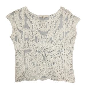 Cream lace mesh shirt